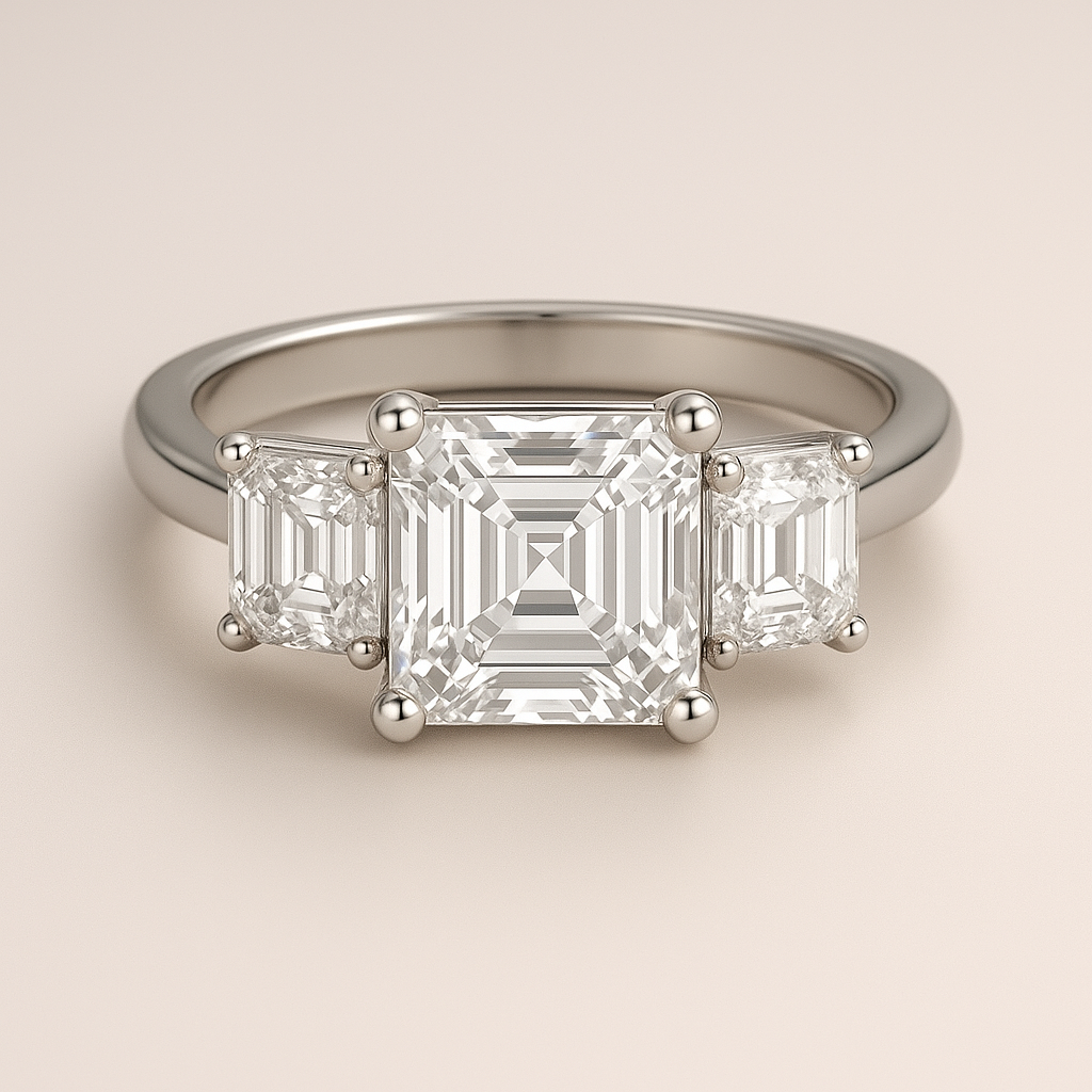 3-Stone Asscher Engagement Ring – All Asscher Cut Diamonds