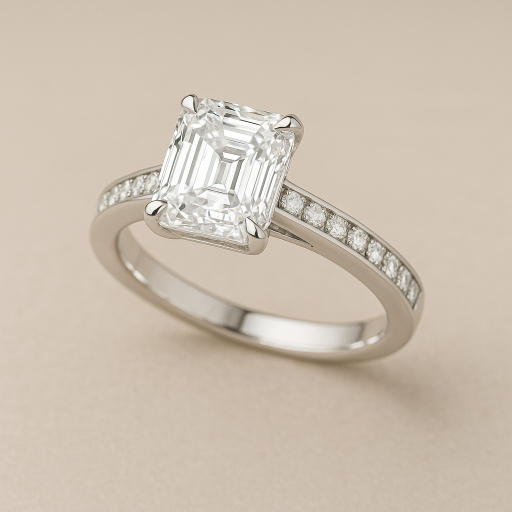 Asscher Channel Set Engagement Ring