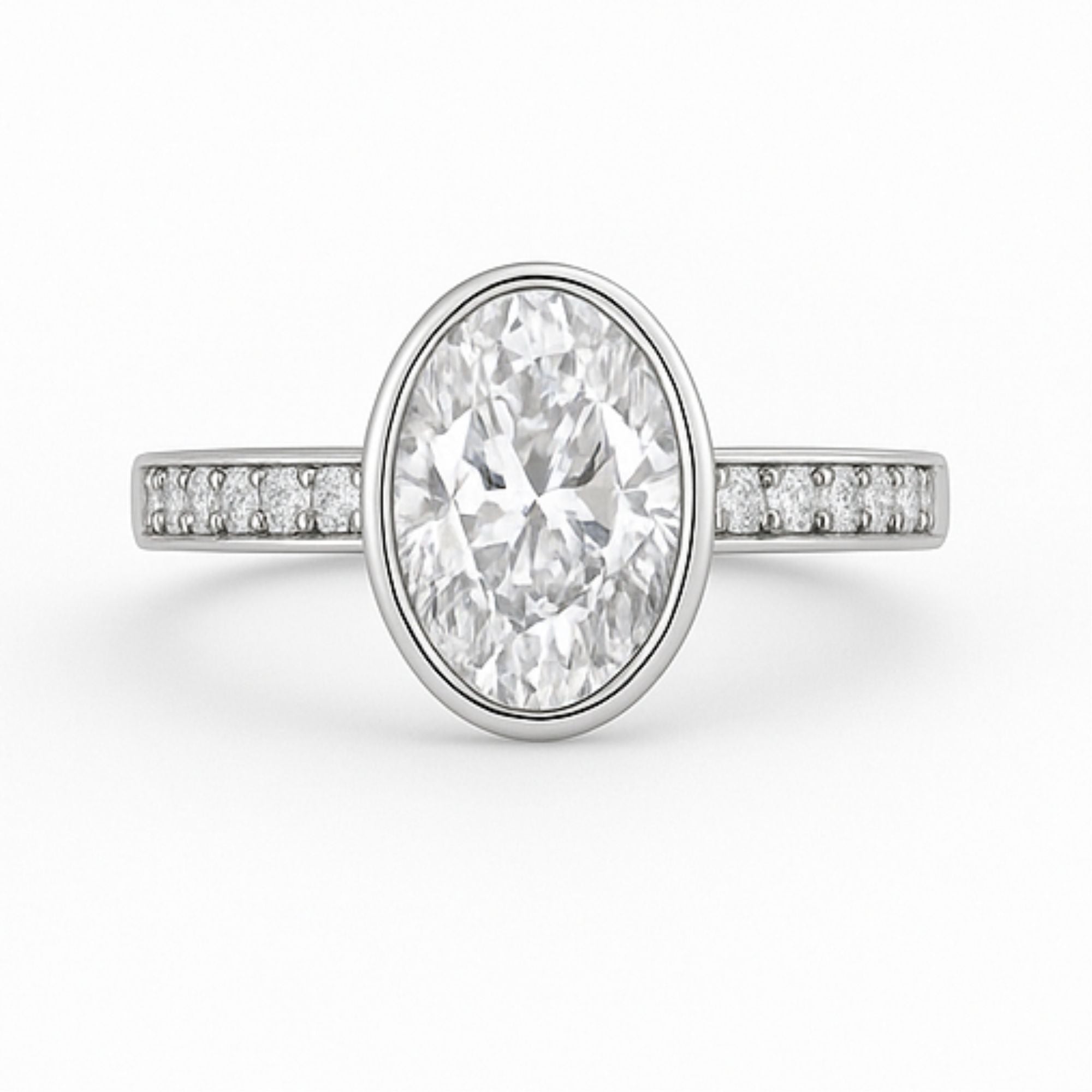 Bezel Channel Setting Oval Engagement Ring – 3.00ct