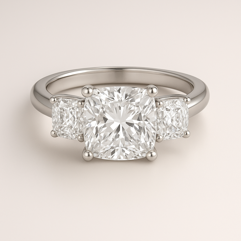 3-Stone Cushion Engagement Ring – All Cushion Cut Diamonds