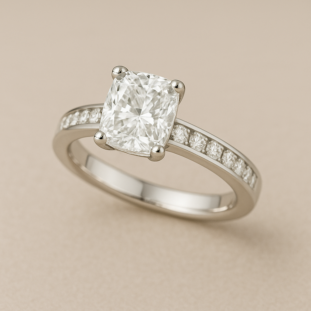 Cushion Channel Set Engagement Ring