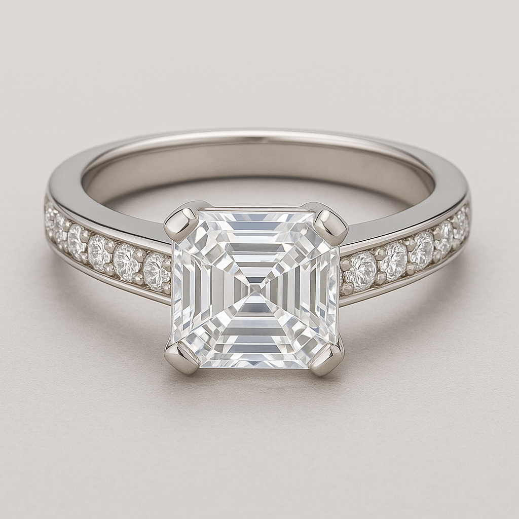 Solitaire Channel Setting Asscher Engagement Ring – 2.00ct