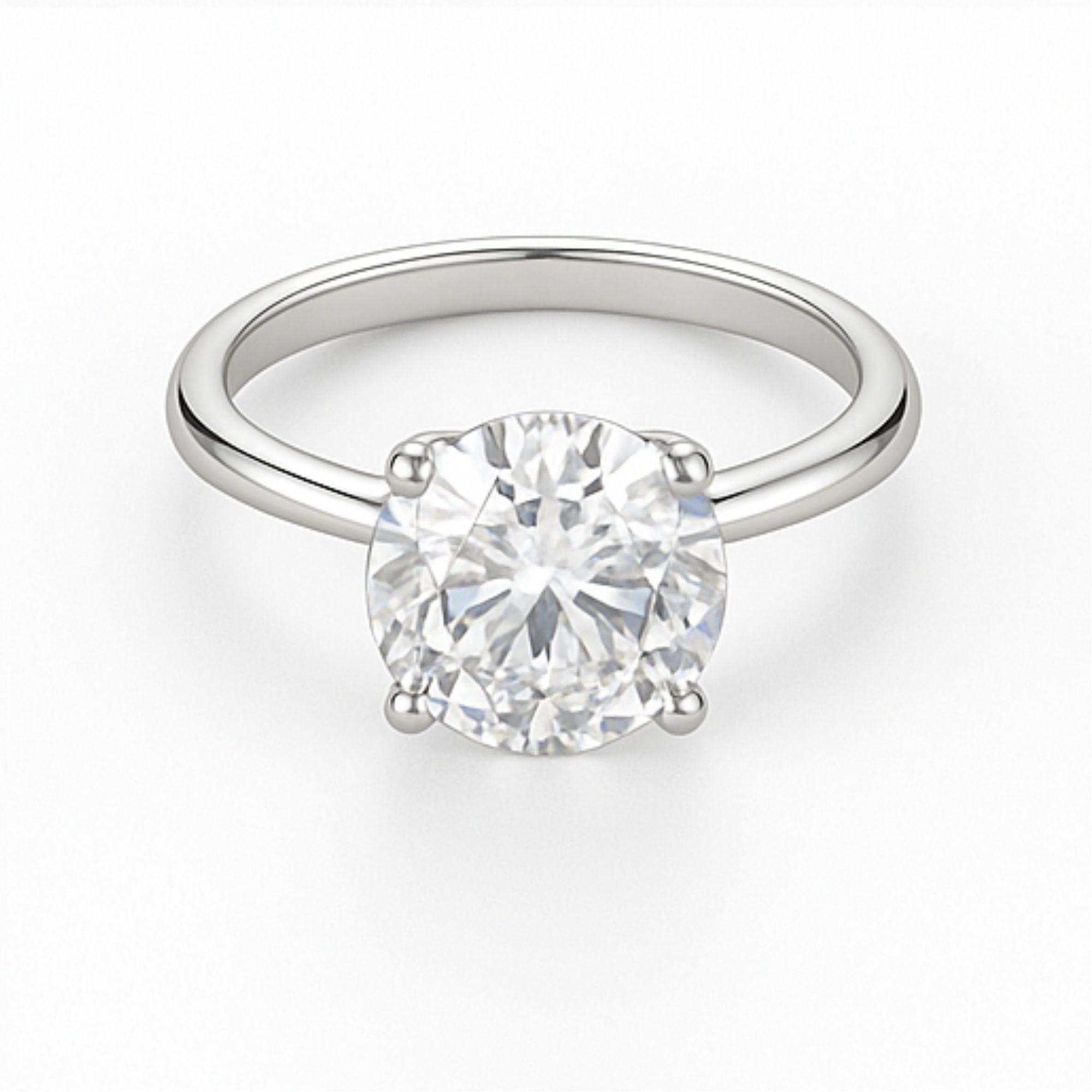 Solitaire Round Engagement Ring – 3.00ct