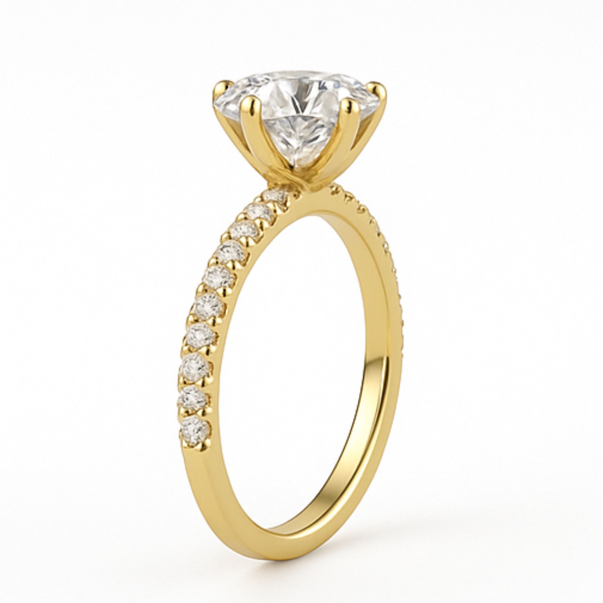 Solitaire Pavé Round Engagement Ring – 2.00ct