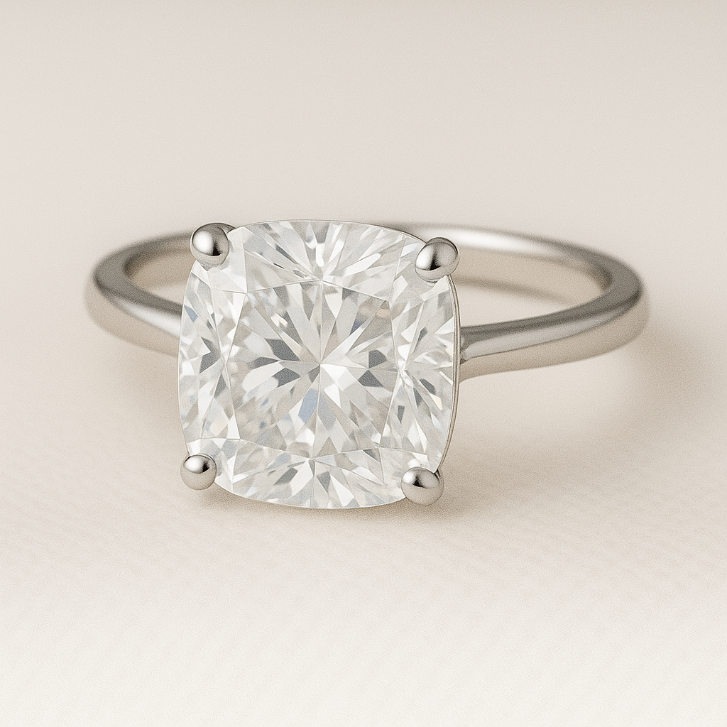 Solitaire Cushion Engagement Ring – 5.00ct