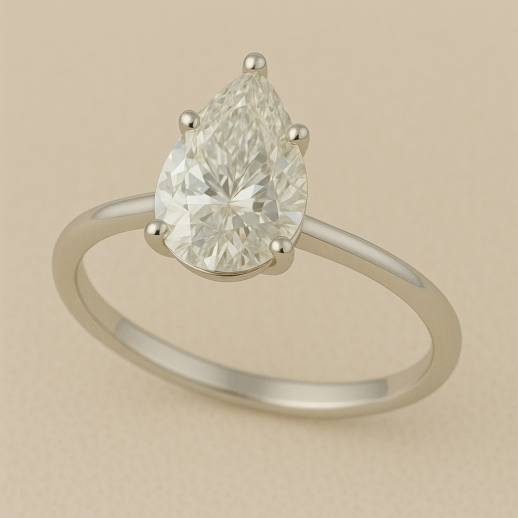 Solitaire Pear Engagement Ring – 3.00ct