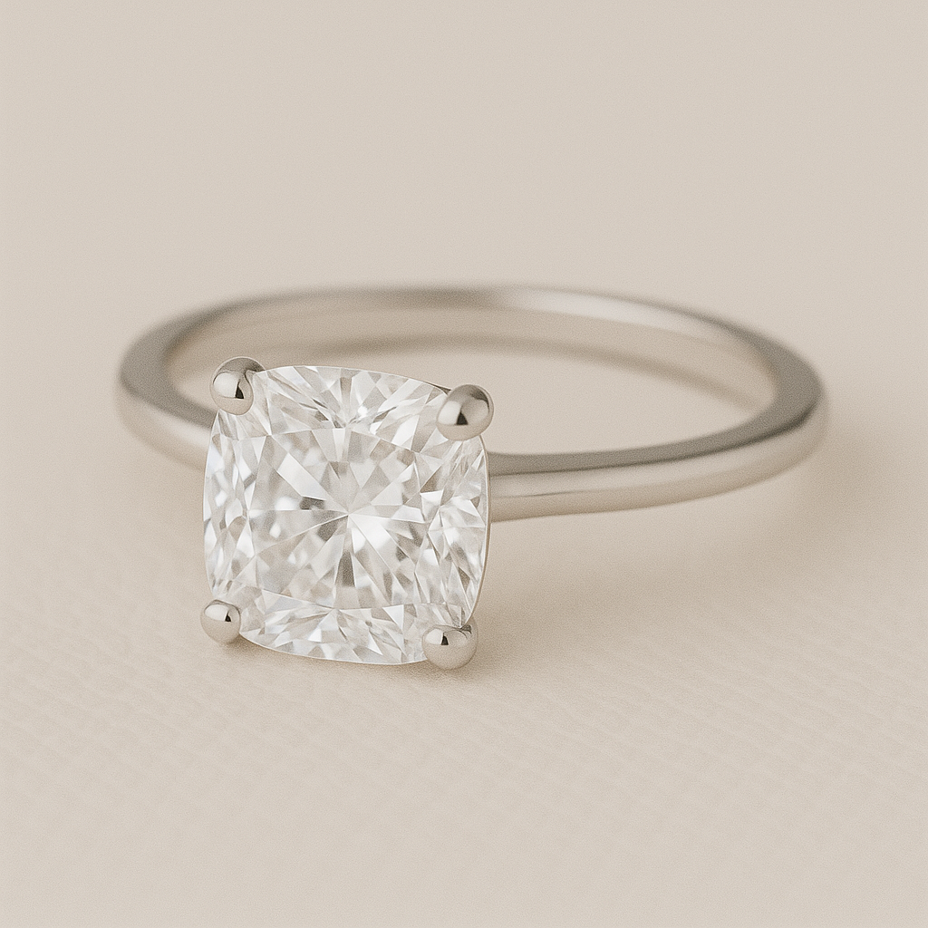 Solitaire Cushion Engagement Ring – 3.00ct