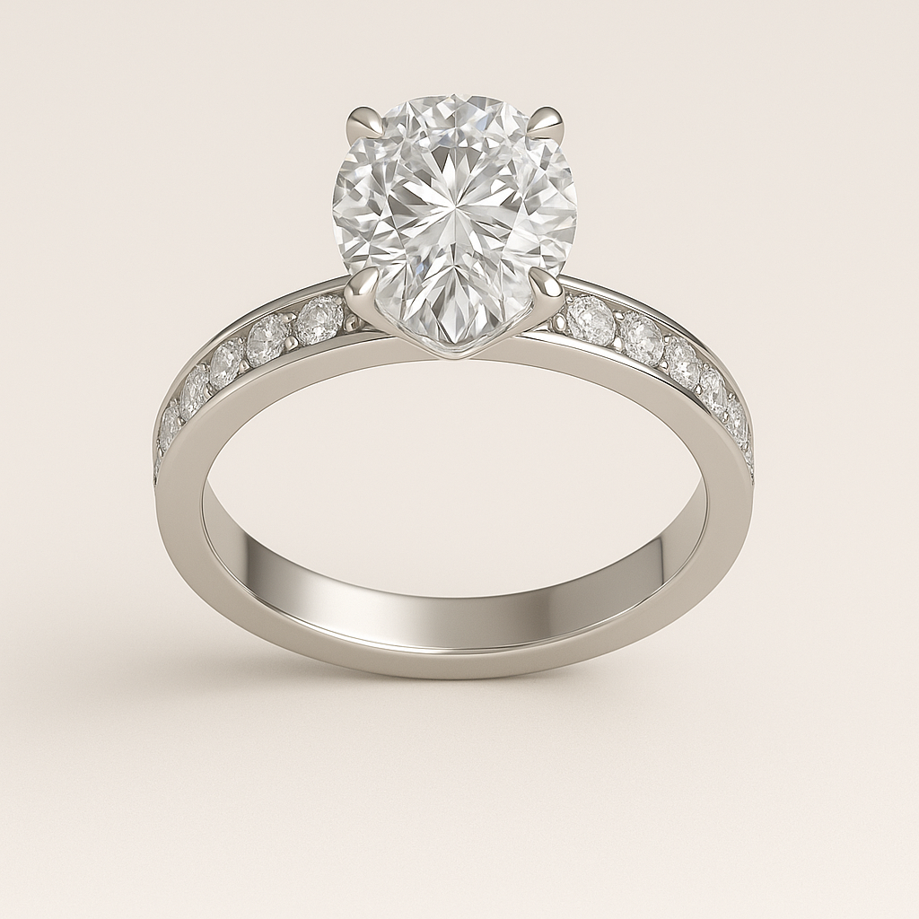 Round Channel Side Stones Engagement Ring