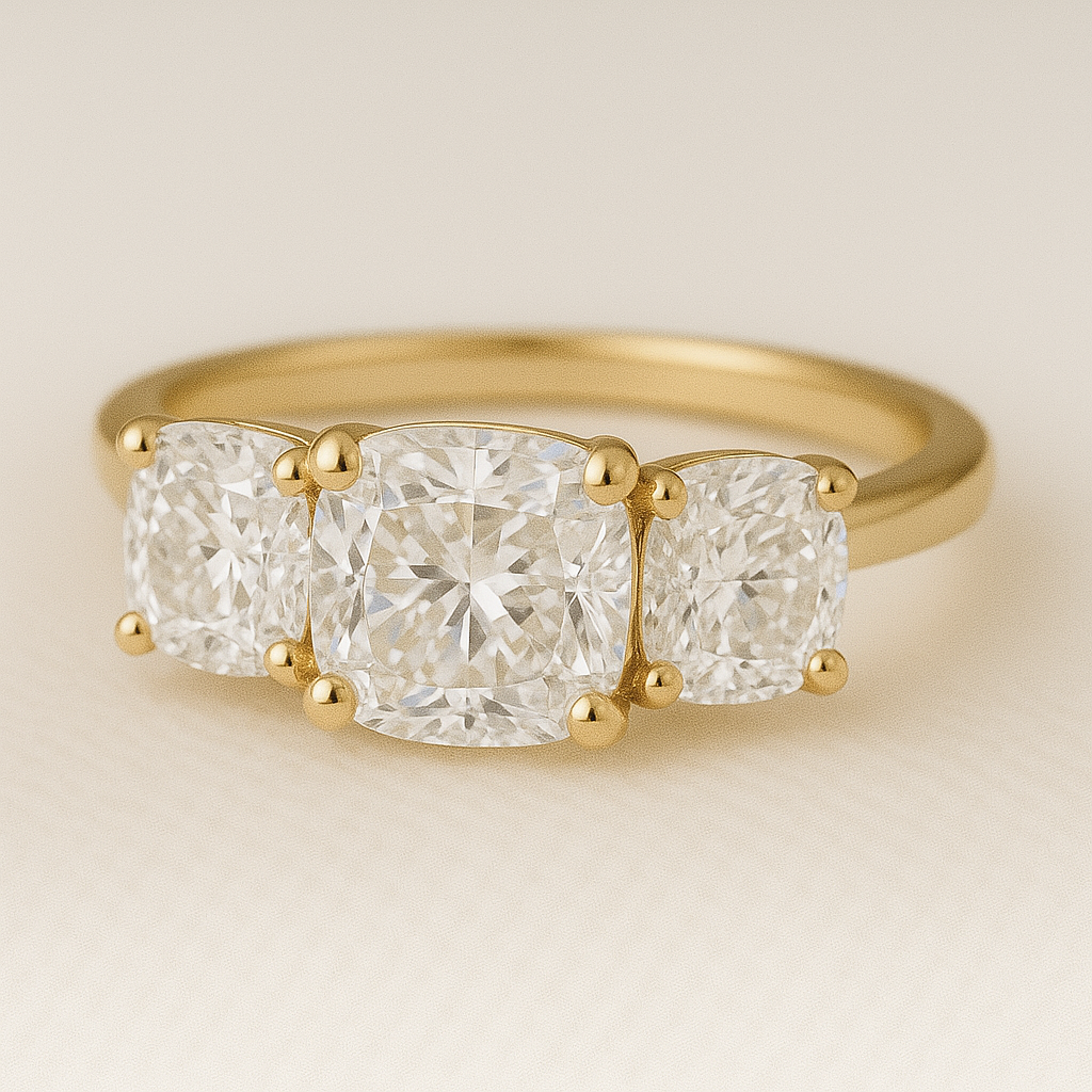 Cushion 3-stone Engagement Ring – 5.00ct