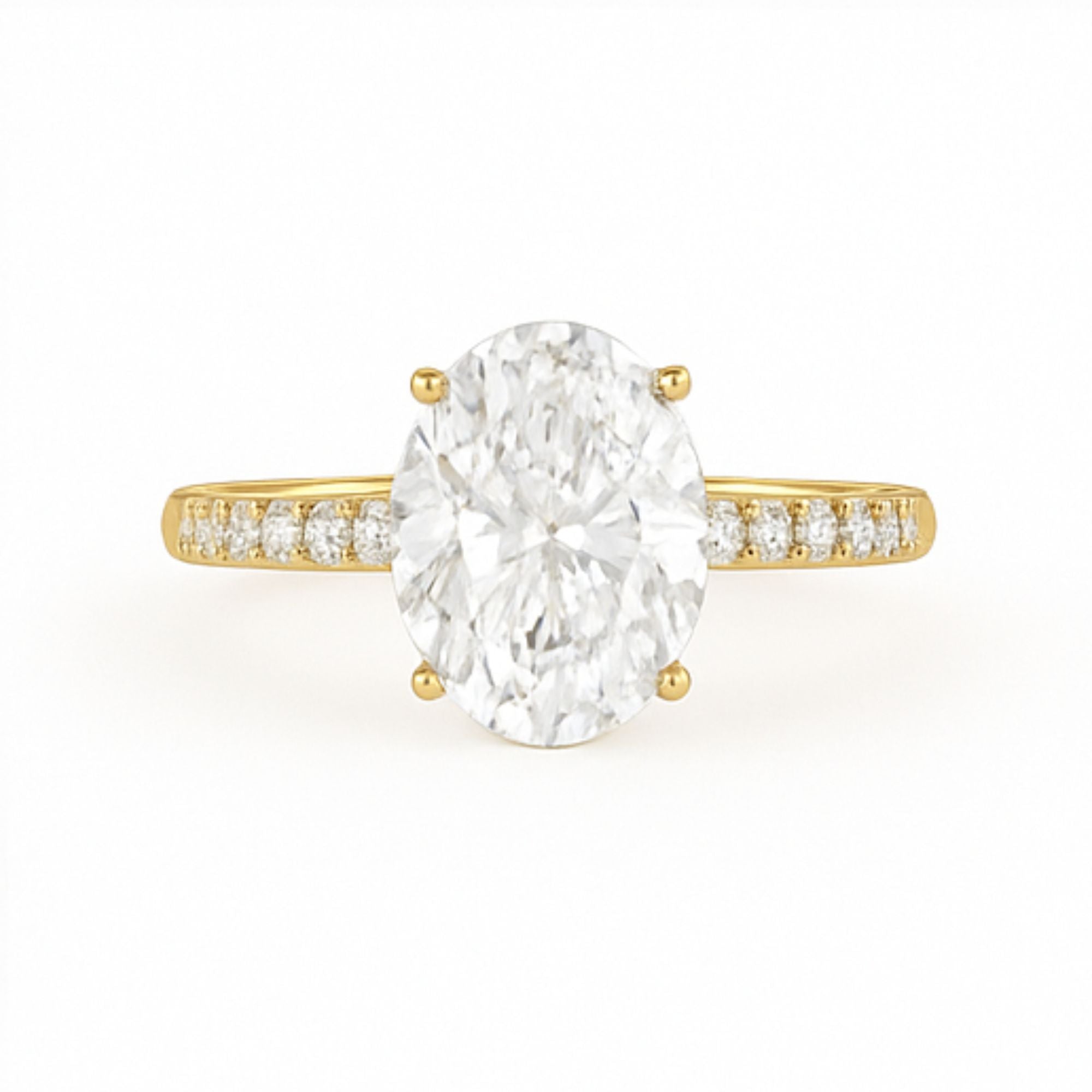 Solitaire Pavé Oval Engagement Ring – 2.00ct
