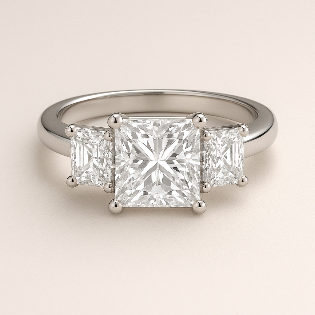 3-Stone Princess Engagement Ring – All Princess Cut Diamonds