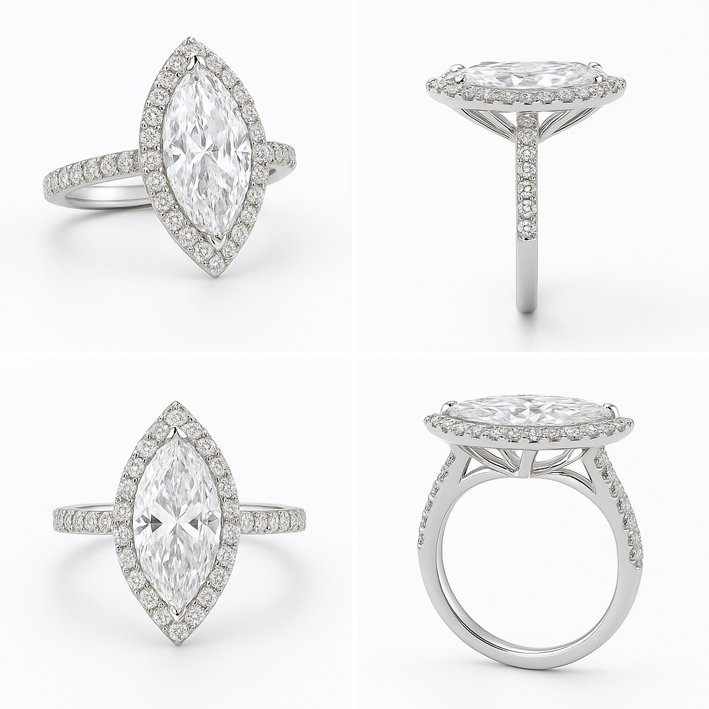 3-carat Cushion Halo Ring in 14K White Gold - Custom Design