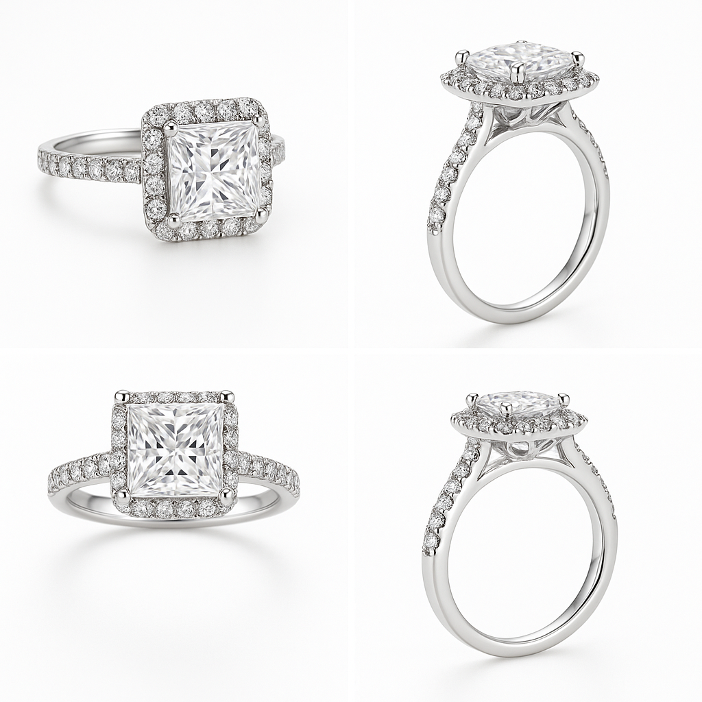 3-carat Cushion Halo Ring in 14K White Gold - Custom Design