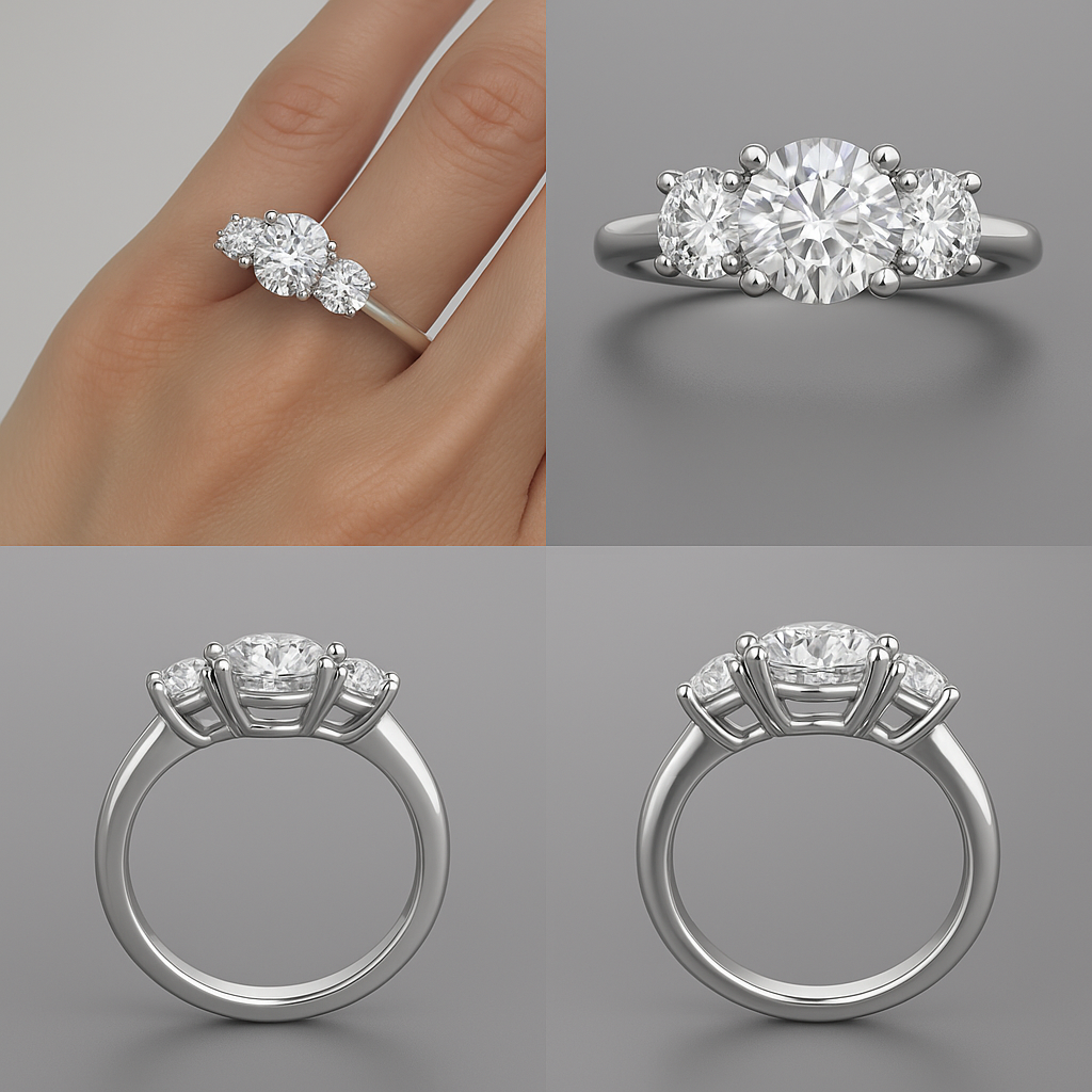 Round Three-Stone Engagement Ring