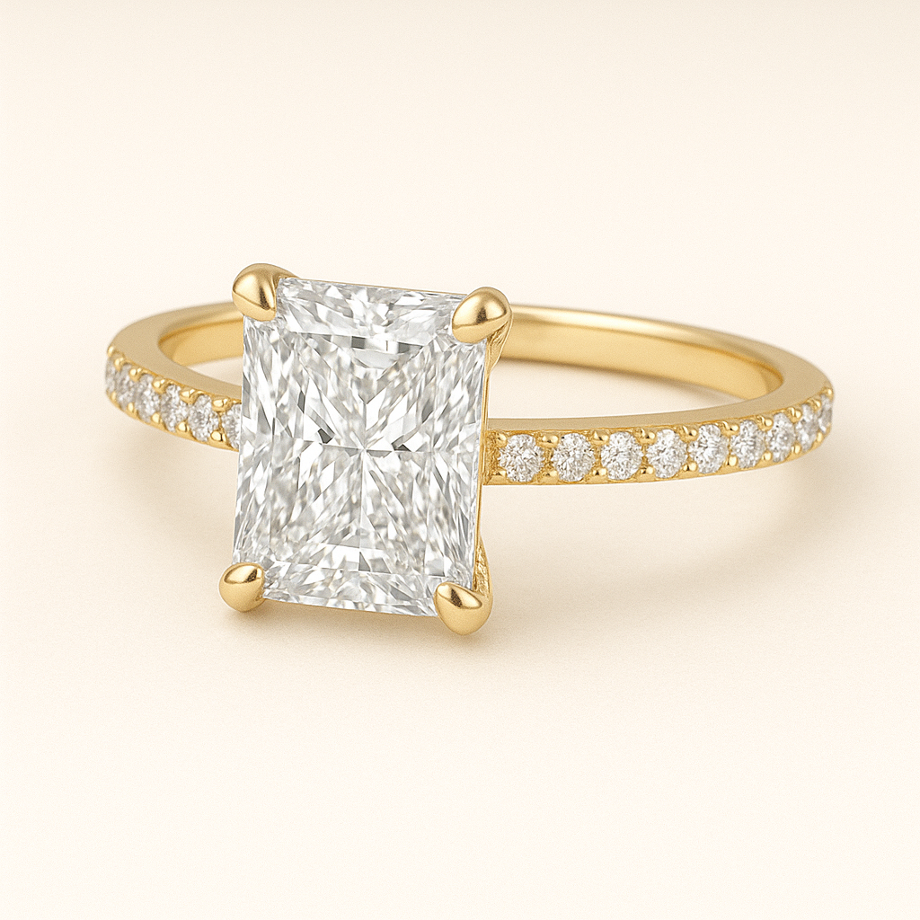 Solitaire Pavé Radiant Engagement Ring – 2.00ct